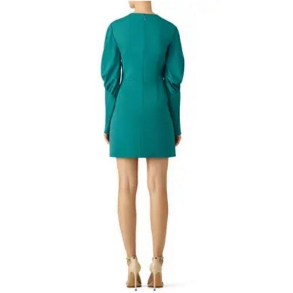 Tibi Midori Florence Green Mini Dress Puff long sleeve Size 6 - Picture 4 of 12